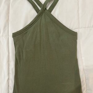 Olive Green Ribbed Tank Top